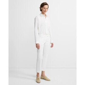 Theory Pants White Crop Skinny Stretch Cotton Straight Leg Pants SZ 00 New